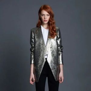 Jenni Kayne | RARE!Gold Metallic Paisley Holiday Wool & Silk Blazer Size: Small